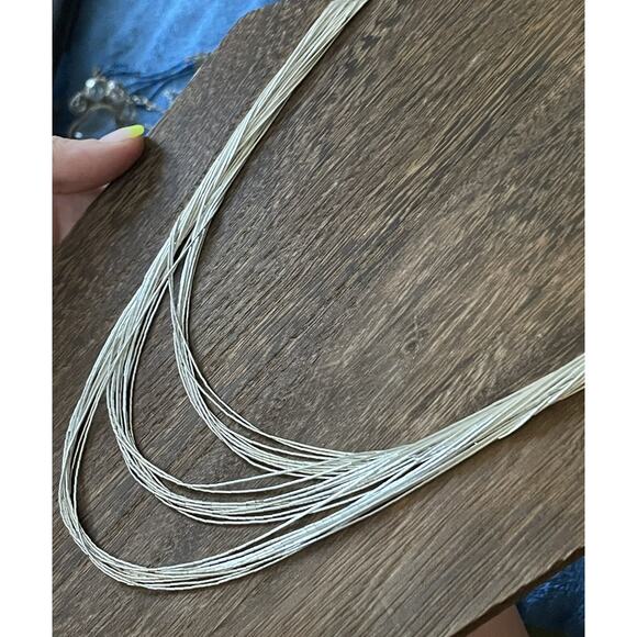 QT Southwest 30 Strand Liquid Sterling Silver Layered Necklace 18-21” Cones - Picture 8 of 9